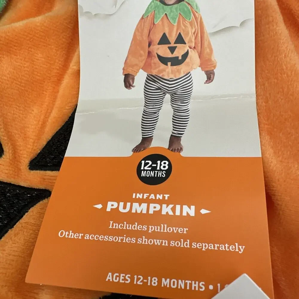 Hyde & Eek Soft Pullover Pumpkin‎ Halloween Costume Hood Infant Baby 12-18 Month